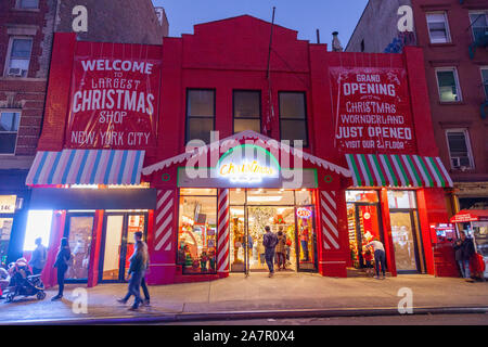 Christmas in New York Christmas store, Little Italy, New York City, United States of America. Stock Photo