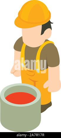 Painter man icon, isometric style Stock Vector