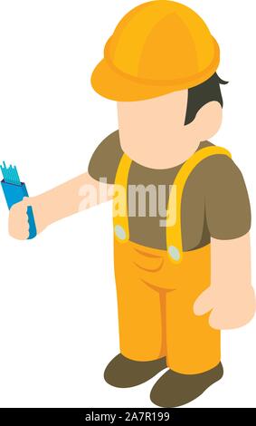 Electrician icon, isometric style Stock Vector