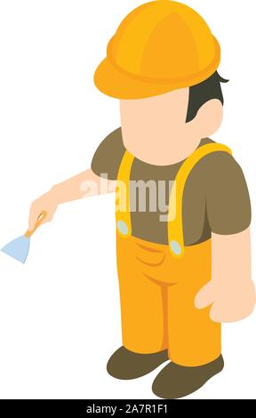 Plasterer icon, isometric style Stock Vector