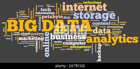 Big data - market information analytics concept. Word cloud. Stock Photo