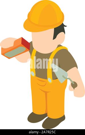 Bricklayer icon, isometric style Stock Vector