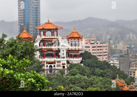 Keelung, Taiwan - urban cityscape with Zhupu Altar. Stock Photo