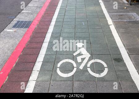 Bicycle lane in Taipei, Taiwan. Transportation infrastructure. Stock Photo