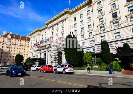 The Fairmont Hotel atop Nob Hill, 950 Mason St, San Francisco, California, United States of America Stock Photo