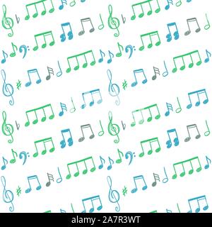 Music notes and clefs seamless pattern - vector musical texture. Stock Vector