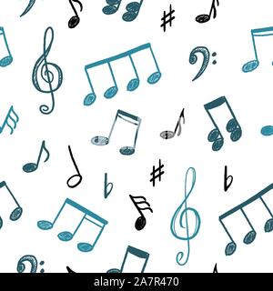 Music notes and clefs seamless pattern - vector musical texture. Stock Vector
