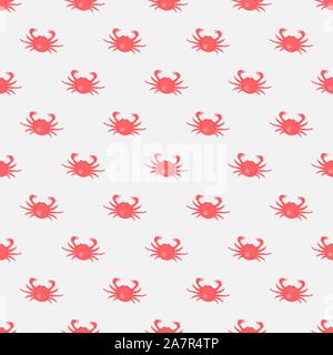 Seamless pattern with red crabs on white background. Vector ...