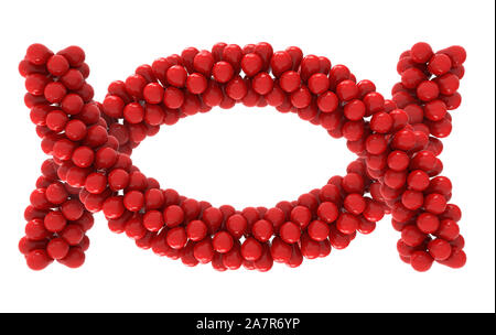 3d rendering. Red DNA molecule structure with clipping path isolated on white background. Stock Photo