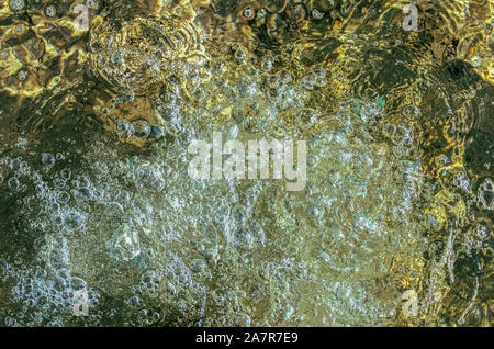 Bubbles on the beach with golden and green tones. Stock Photo