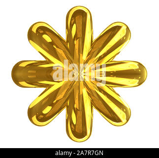 3d rendering. Gloden Six pointed star with clipping path isolated on white background. Stock Photo