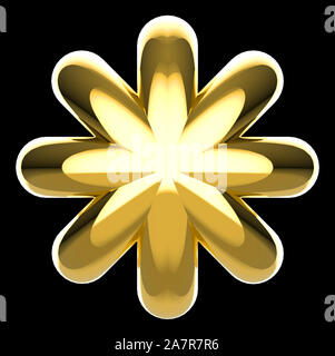 3d rendering. Gloden Six pointed star with clipping path isolated on black background. Stock Photo