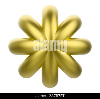 3d rendering. Gloden Six pointed star with clipping path isolated on white background. Stock Photo