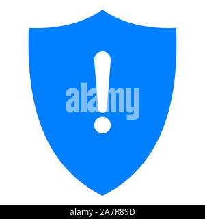 Exclamation mark and shield Stock Photo