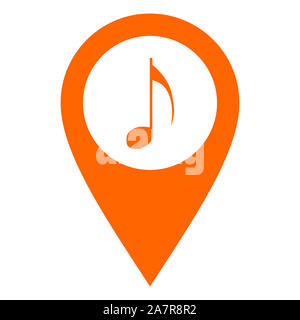 Music note and location pin Stock Photo