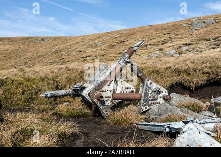 The Wreckage of a Stirling Mk III LK488 Aircraft Which Crashed on Mickle Fell in County Durham During the 2nd World War on 19th October 1944 Stock Photo