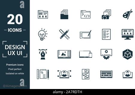 Ui icon set. Include creative elements search, done, thumb up, zoom out ...