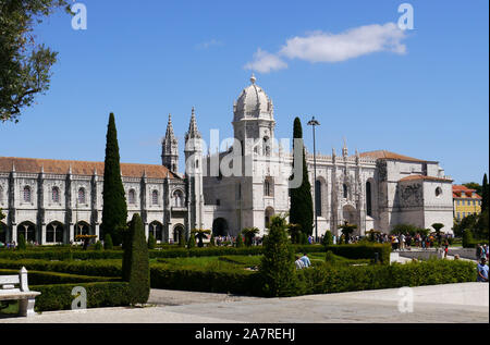 Portugal; Lisbon. District of Santa Maria de Belem. Jeronimos Monastery. Overview Stock Photo