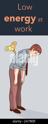 Businessman with wind-up key illustration Stock Vector