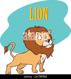 Funny cute lion cartoon. stock illustration Stock Vector