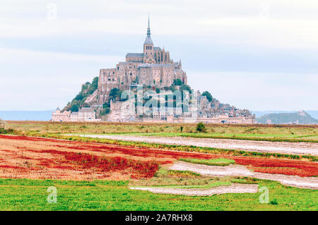 Monte Sant Michael in the Normandy region in the French Brittany on a cloudy day Stock Photo