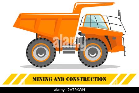 Off-highway truck. Heavy mining machine and construction equipment. Vector illustration. Stock Vector