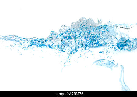 Clear water waves. Water wave  and air bubbles isolated over white background. Blue water wave abstract background isolated on white Stock Photo