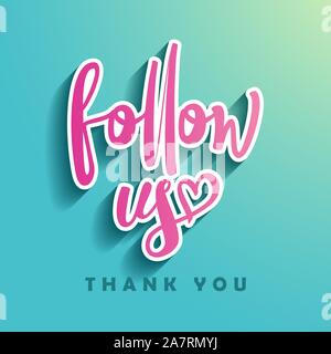 Follow us - Illustration for Social Network friends, followers, Web user Thank you celebrate of subscribers or followers and likes. Stock Vector