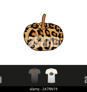 Leopard pumpkin - Hand drawn vector illustration. Autumn color poster. Good for scrap booking, posters, greeting cards, banners, textiles, gifts, shir Stock Vector