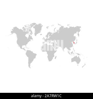 South Korea on world map Stock Vector