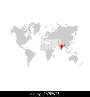 India on world map Stock Vector