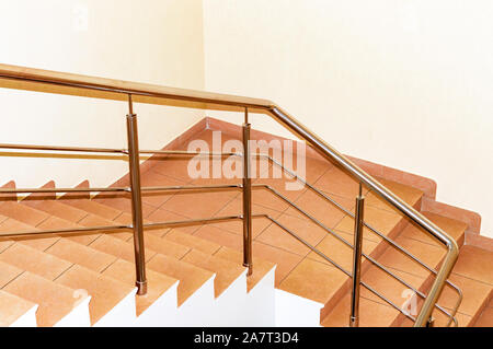 Fragment of stairs in an office building. View from above. Stock Photo