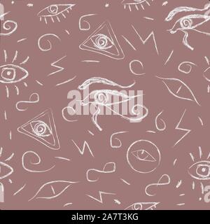 Seamless hand drawn eye pattern. Vector Illustration Stock Vector