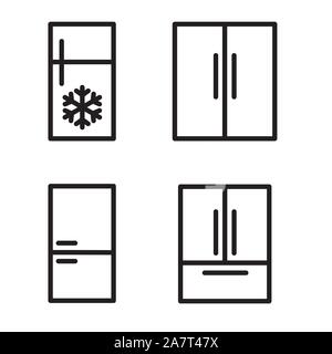 set of black fridge icon- vector illustration Stock Vector