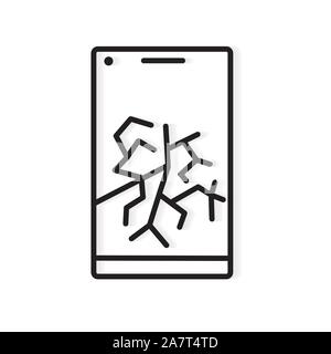 smartphone with broken screen- vector illustration Stock Vector