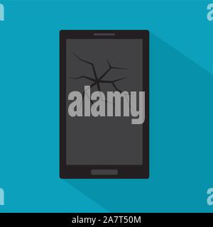 smartphone with broken screen- vector illustration Stock Vector