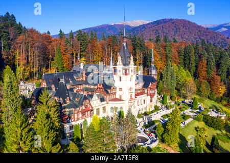 Peles Castle, Romania. Most famous royal castle of Romania in Sinaia, Prahova county. Stock Photo