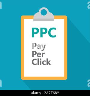 clipboard with PPC, Pay Per Click concept- vector illustration Stock Vector