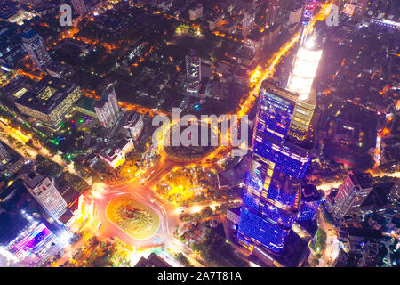 Aerial view of the Zifeng Tower, also known as Greenland Square Zifeng Tower, and other high-rising buildings in Nanjing city, east China's Jiangsu pr Stock Photo