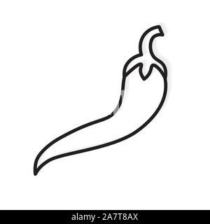 black outline of chili pepper icon- vector illustration Stock Vector