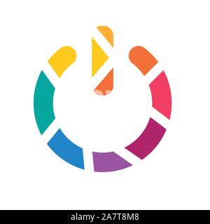 colorful geometric power button icon- vector illustration Stock Vector