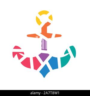 colorful geometric anchor icon- vector illustration Stock Vector