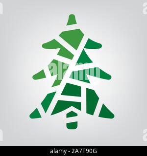 green geometric christmas tree icon- vector illustration Stock Vector