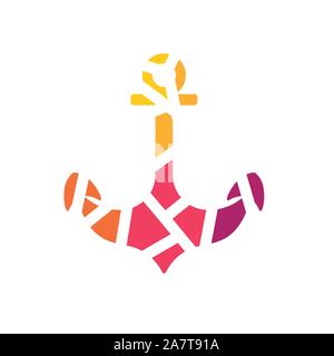 colorful geometric anchor icon- vector illustration Stock Vector