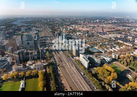 Aerial of the Zuidas business district of Amsterdam Stock Photo