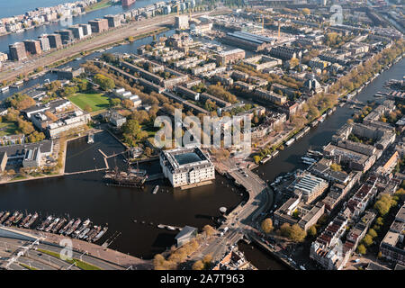 Aerial of Amsterdam with the Maritime Museum Stock Photo