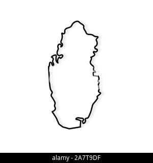 black outline of Qatar map- vector illustration Stock Vector
