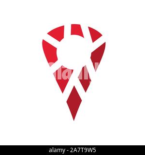 red geometric location pin icon- vector illustration Stock Vector