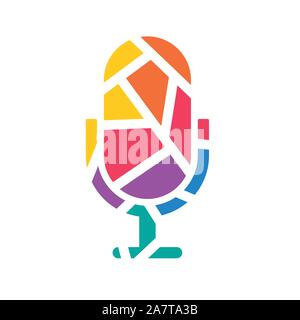 colorful geometric microphone icon- vector illustration Stock Vector