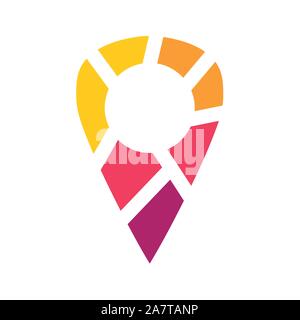 colorful geometric location pin icon- vector illustration Stock Vector